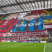 epa10157561 AC Milan supporters perform a choreography before the Italian Serie A soccer match between AC Milan and FC Inter Milan at Giuseppe Meazza stadium in Milan, Italy, 03 September 2022.  EPA-EFE/ROBERTO BREGANI