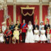 The Royal Wedding Group in the Throne Room at Buckingham Palace on 29th April 2011 with the Bride and Groom, TRH The Duke and Duchess of Cambridge in the centre.
Front row (left to right): Miss Grace van Cutsem, Miss Eliza Lopes, HRH The Duke of Edinburgh, HM The Queen, The Hon. Margarita Armstrong-Jones, Lady Louise Windsor, Master William Lowther-Pinkerton.
Back Row (left to right): Master Tom Pettifer, HRH The Duchess of Cornwall, HRH The Prince of Wales, HRH Prince Henry of Wales, Mr Michael Middleton, Mrs Michael Middleton, Mr James Middleton, Miss Philippa Middleton.
Picture Credit: Photograph by Hugo Burnand