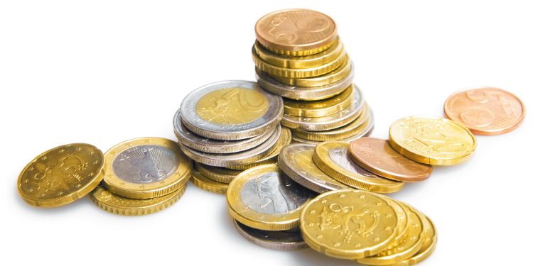 Euro coins isolated on white